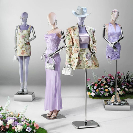 Luxury Female Full Body Half Body Velvet Mannequin, Newest Color for Fashion Boutique Jewelry Wedding store Model Dummy with Silver Arms