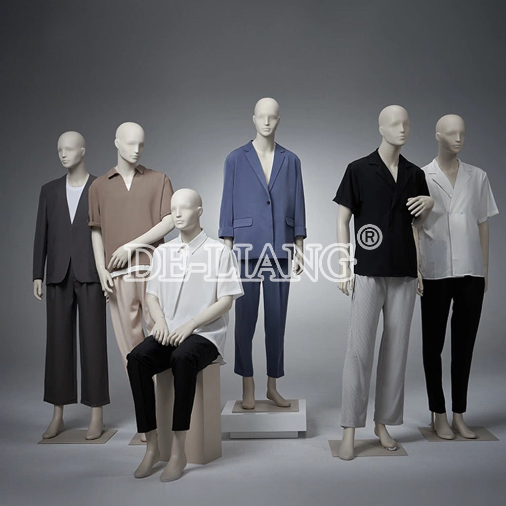 DE-LIANG Realistic Male Full-Body Mannequin,Beige White Standing & Sitting Pose Display Manikin with Base for Retail, Fashion Stores & Exhibitions DL0167