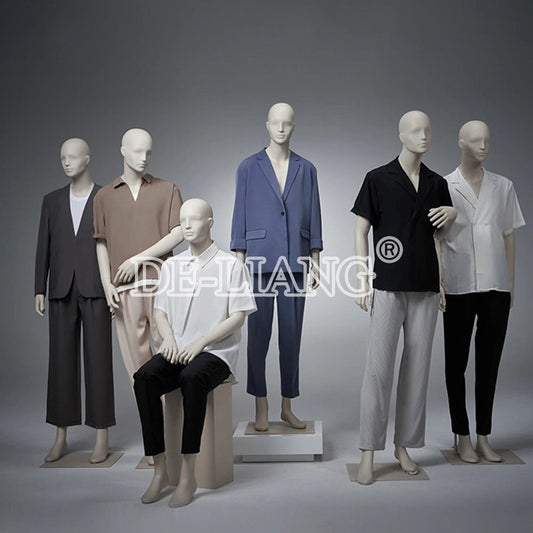 DE-LIANG Realistic Male Full-Body Mannequin,Beige White Standing & Sitting Pose Display Manikin with Base for Retail, Fashion Stores & Exhibitions DL0167