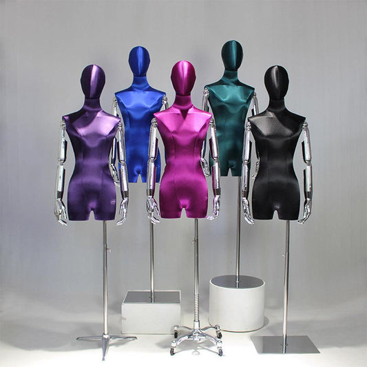 DE-LIANG Female Half Body Mannequin,Fashion Colourful Designer Silk Dress Form, Jewelry Showcase Dummy, Perfect Wedding/Colth Store(Ship by sea)