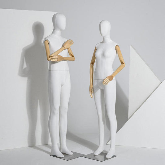 Male and Female Full Body Mannequin,Torso Mannequin,Matte White Woman Display Model Dummy Form For Slub Hemp Human Torso With Wood Arms