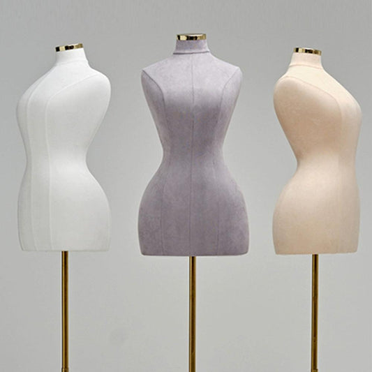 DE-LIANG Curvy Style Female Half Body Suede Velvet Display Mannequin,Slim Waist Dressform,Big Hip Wide Shoulder Model,Can Fully Pinnable