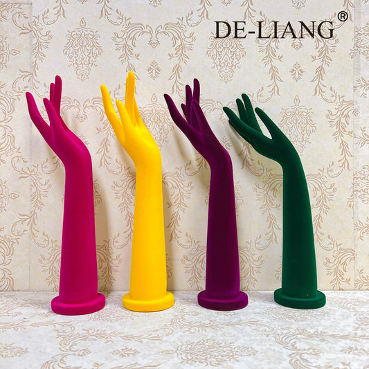 Luxury Rose Red Yellow Purple Green Plastic Velvet Mannequin Hand