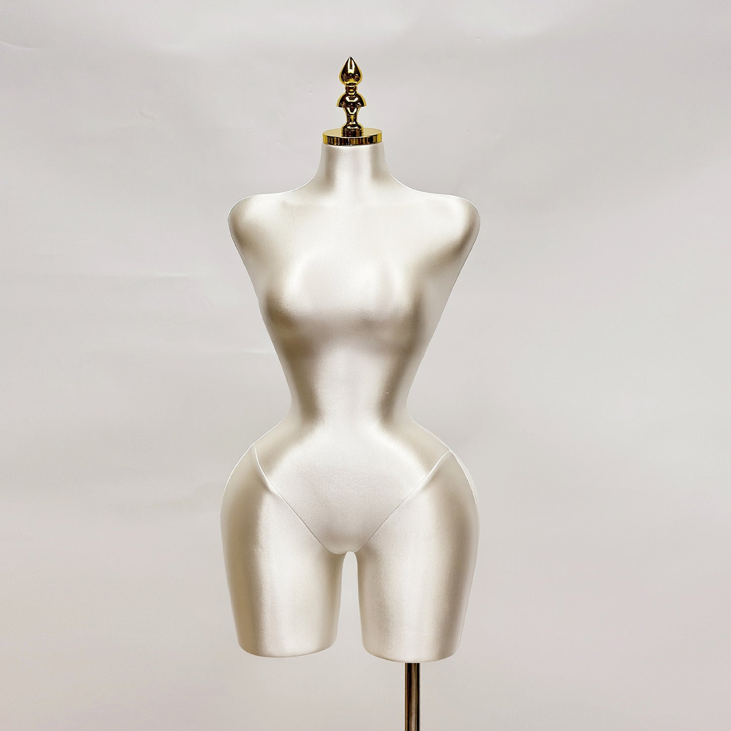 Elegant S-Shape Satin Female Half Body Mannequin, Adjustable Women Dress form Torso, Clothing Model Props,Lady Display Form with Metal Base