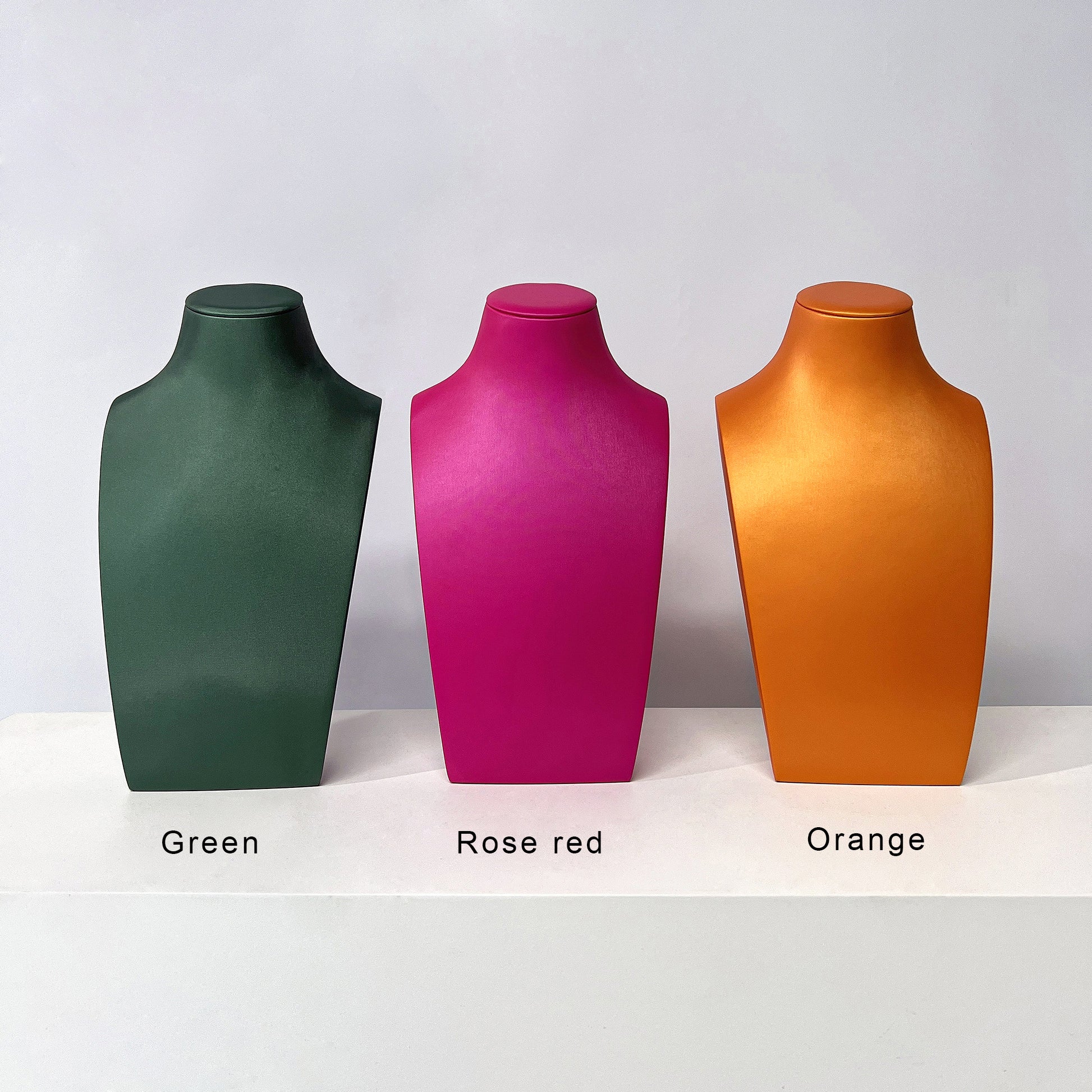 High-end Green Pink Orange Jewelry Display Bust ,Leather Pendant Chain Necklace Stand,Necklace Holder Bust For Jewelry Store Display Props DE-LIANG
