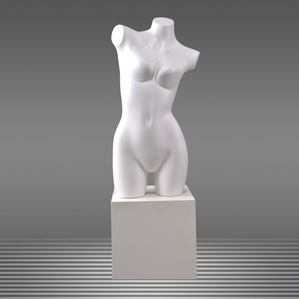 DE-LIANG Female Torso Mannequin Display Set,Half Body Dress Form Collection,White & Gold Finish Retail Display Forms for Clothing Store