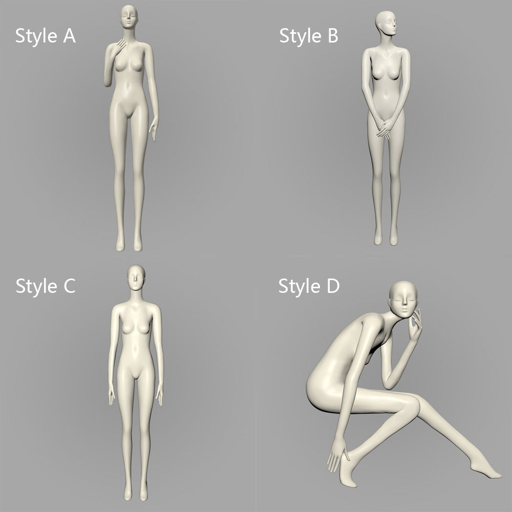 DE-LIANG Female Face Full Body Mannequins,White Color Display Fiberglass Dress Form with Torso Display, Modern Posing Mannequin for Fashion Boutiques & Window Displays DL0215