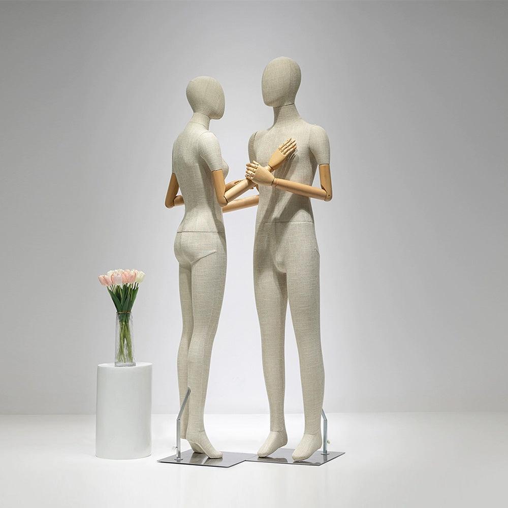 Luxury Full Body Female Mannequin Torso Display Dress Form,Wedding Dress Gown Display Grey Bamboo Linen Mannequin Torso Model, Head For Wigs