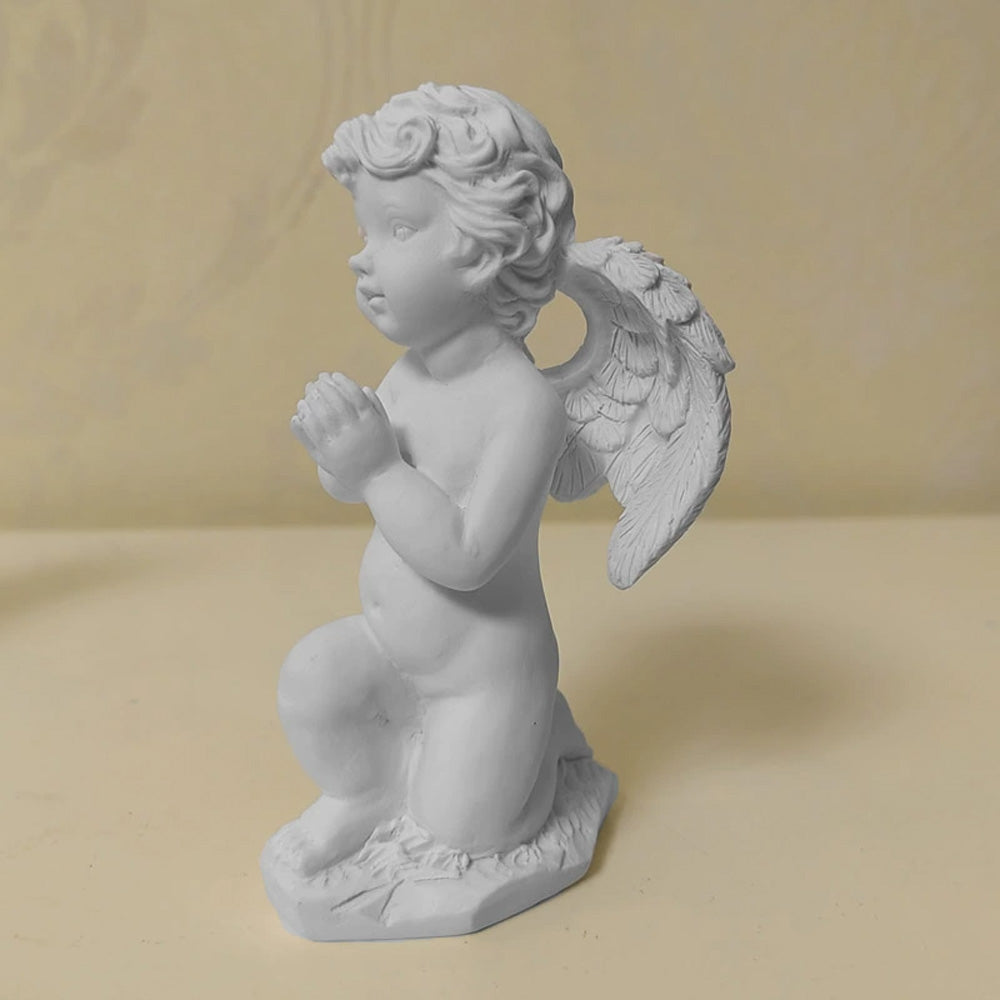 Adorno de escritorio de ángel Cupido infantil hecho a mano, decoración del hogar, estatua de querubín con oraciones de un ángel, escultura de resina, adornos artísticos, regalo
