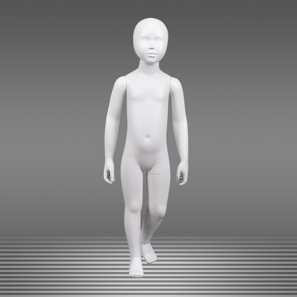 DE-LIANG Matte White Kids Full Body Mannequin,Child Standing/Sitting Pose Fiberglass Dress Form Torso with Facial Features,Display Dummy for Clothing Store Window & Boutique Fashion Display
