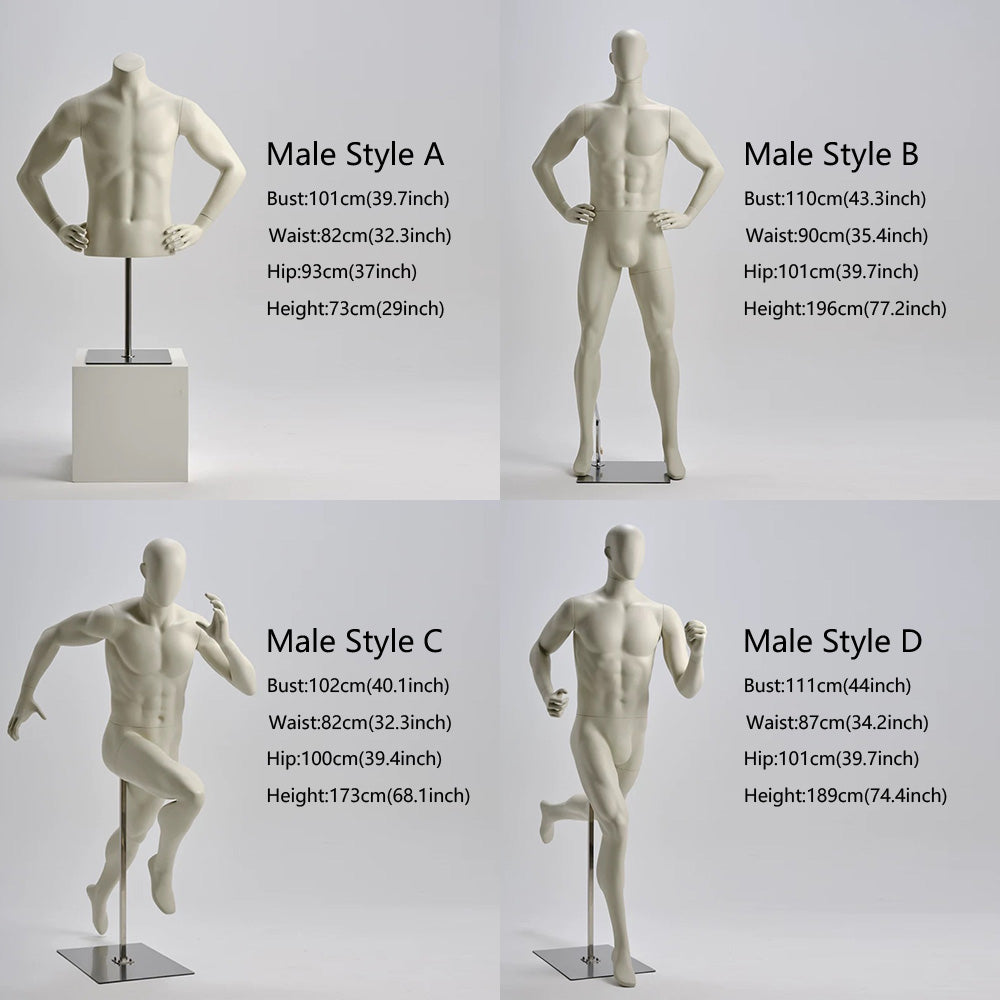 DE-LIANG Female/Male Running Sport Mannequins,Beige Fitness Dress Form Mannequin Torso Full Body for Window Display,Sportwear,Yoga Gymnasium Phsical Althletic Field Display Stand