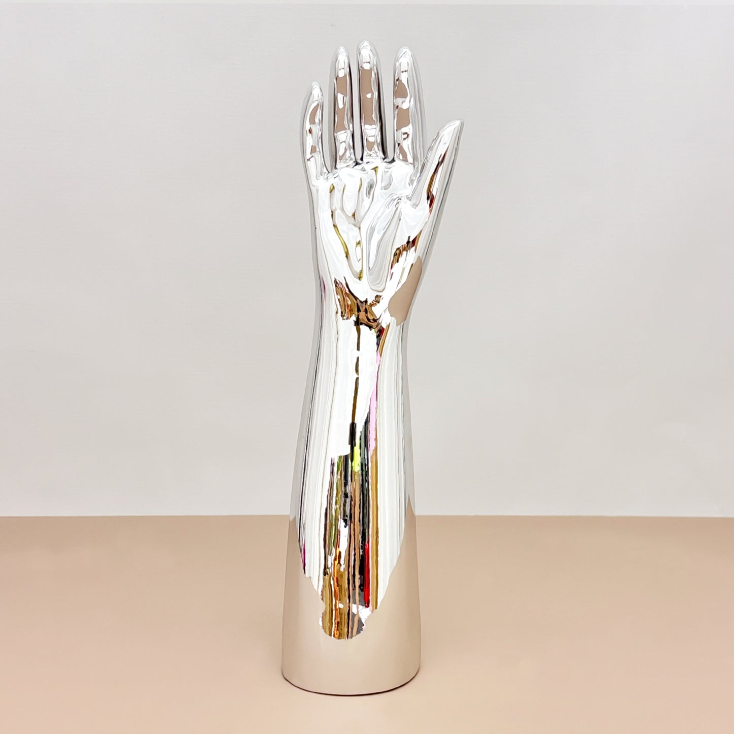 DE-LIANG Female Male Mannquin Hand, Wrist Brace Hands Mannequin, Elbow Wrist Protection Jewelry Display Stand, JewelryRose Gold&Chrome Silver*1pcs