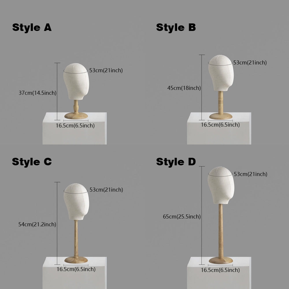 Hight Quailty Linen Fabric Female Mannequin Head with Wooden Stand,Head Manikin Dress Form for Hats Display Stand,Wig Mannequin Head DE-LIANG