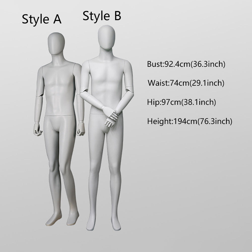 DE-LIANG Luxury Male Full Body Mannequins,Matte White Male Dress Form Display Mannequis with Base,Stand Realistic Model for Clothing Shops