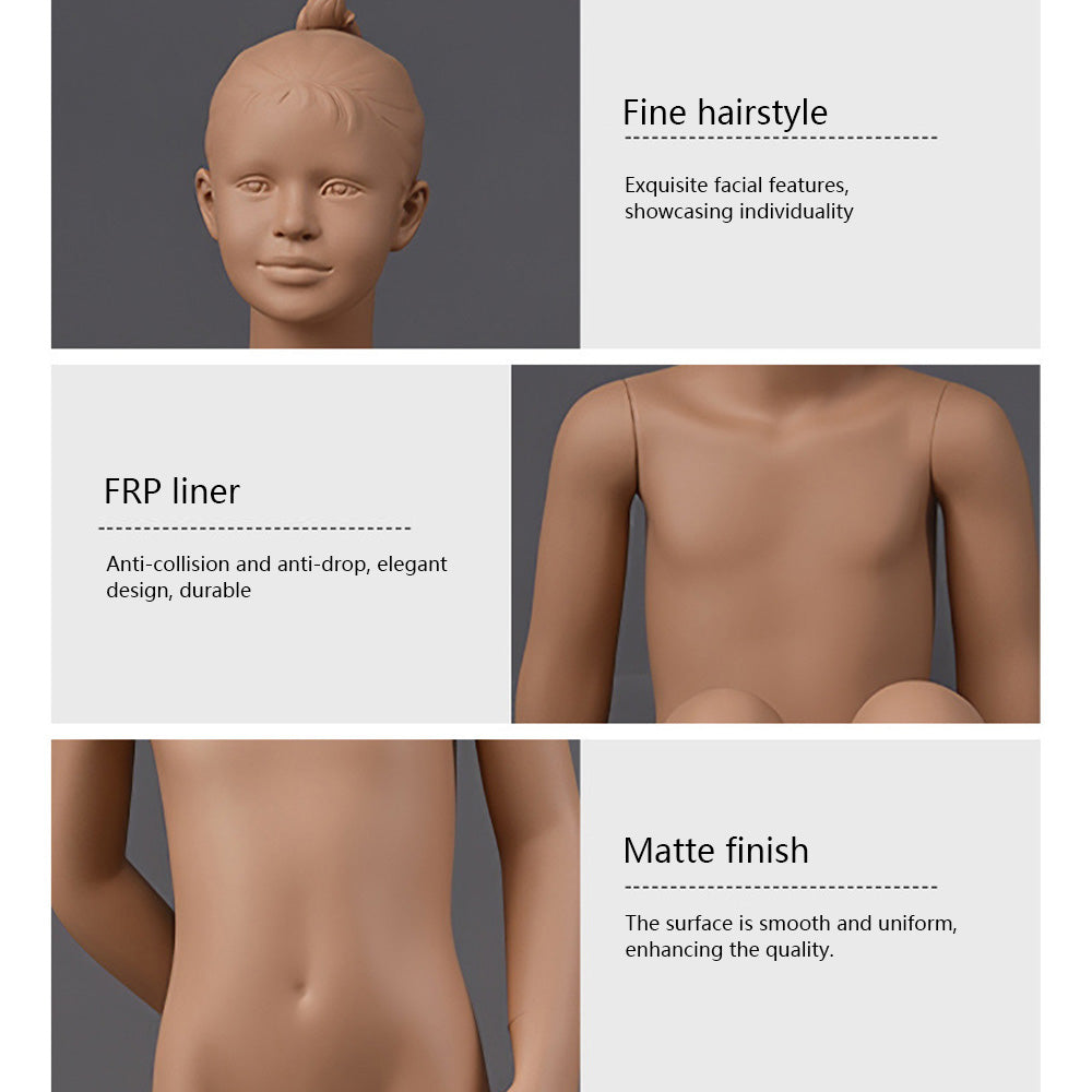 Brown Kids Full Body Mannequin with Arms and Base
