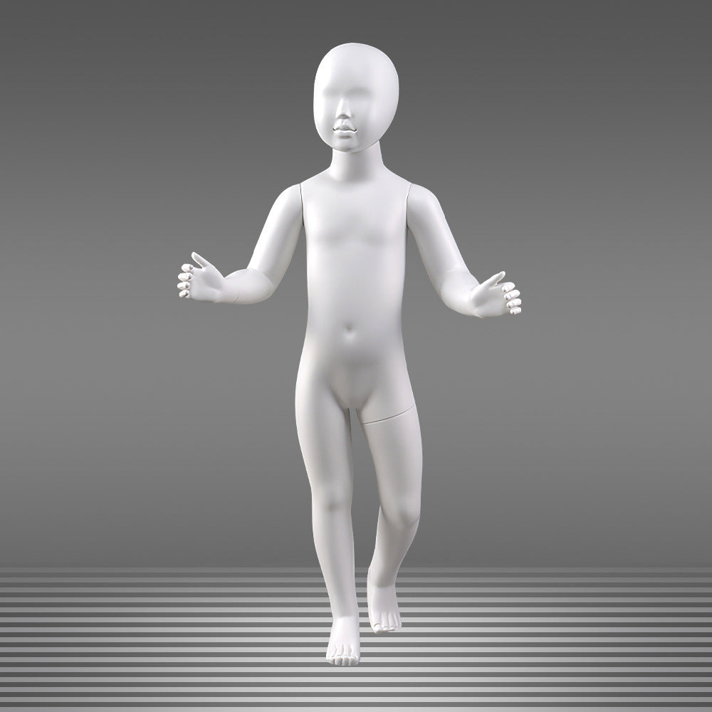DE-LIANG Matte White Kids Full Body Mannequin,Child Standing/Sitting Pose Fiberglass Dress Form Torso with Facial Features,Display Dummy for Clothing Store Window & Boutique Fashion Display