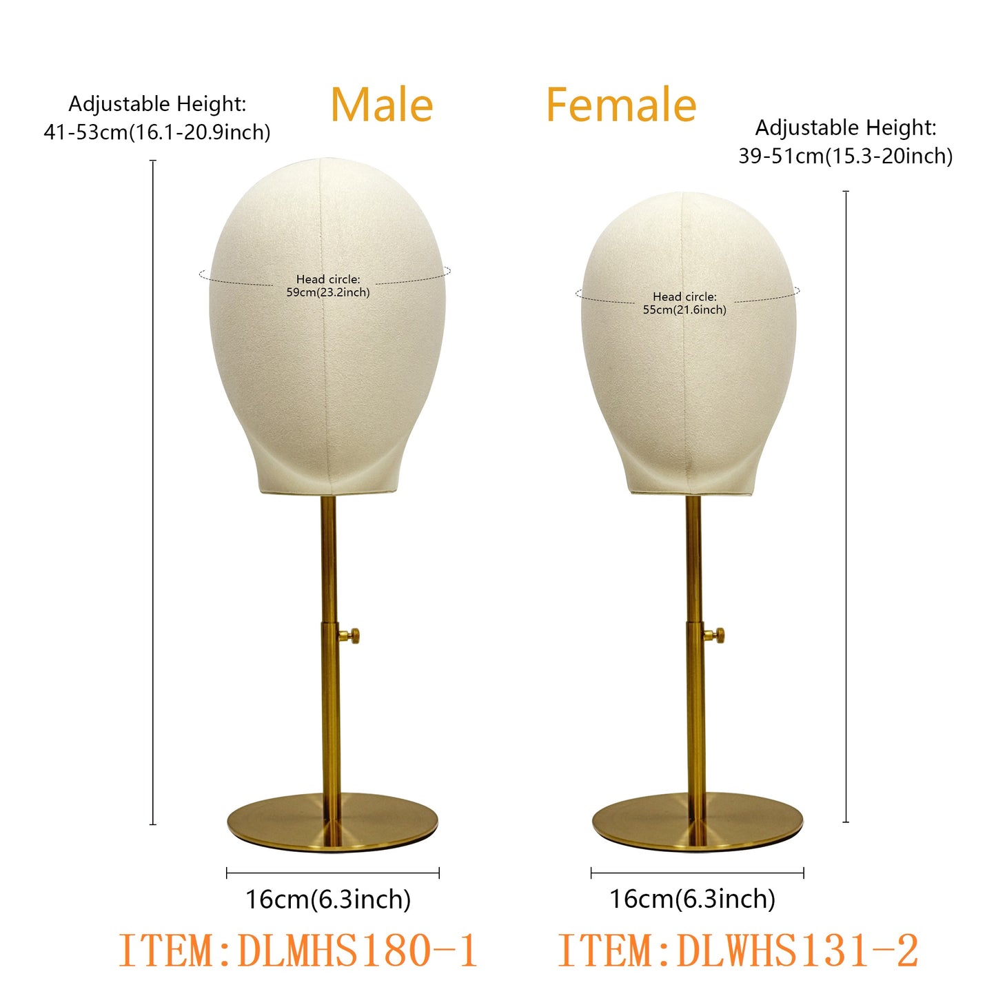 Original Design Luxury Microfiber Mannequin Head -Male and Female Head Form for Hat Headband Wigs Sunglasses Display with Round Base,1pcs