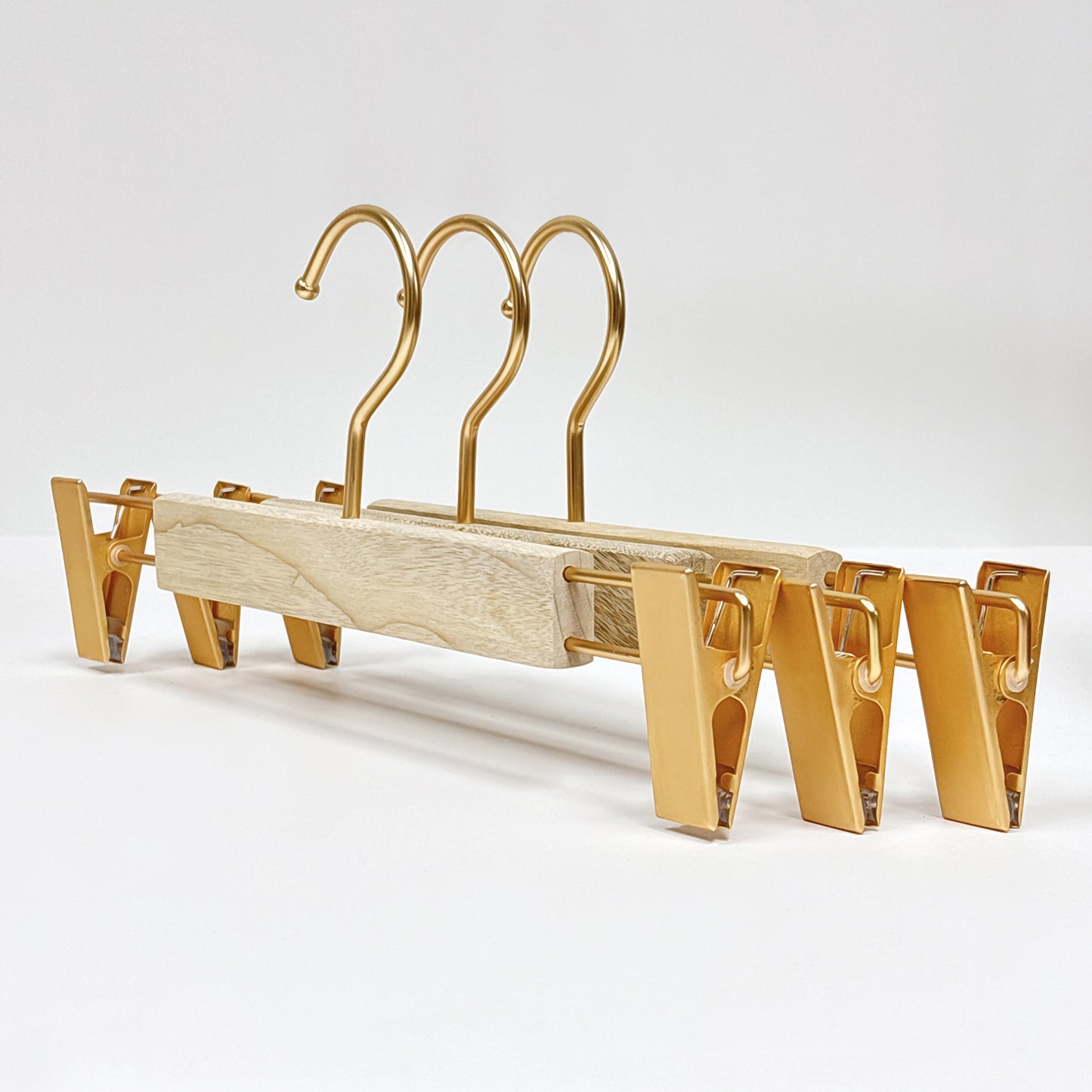 Multi-Functional Camphor Wood Hanger with Hooks /Clips for Ties, Scarves Lingerie Shorts Skirts Wedding Dress laser craft logo customization