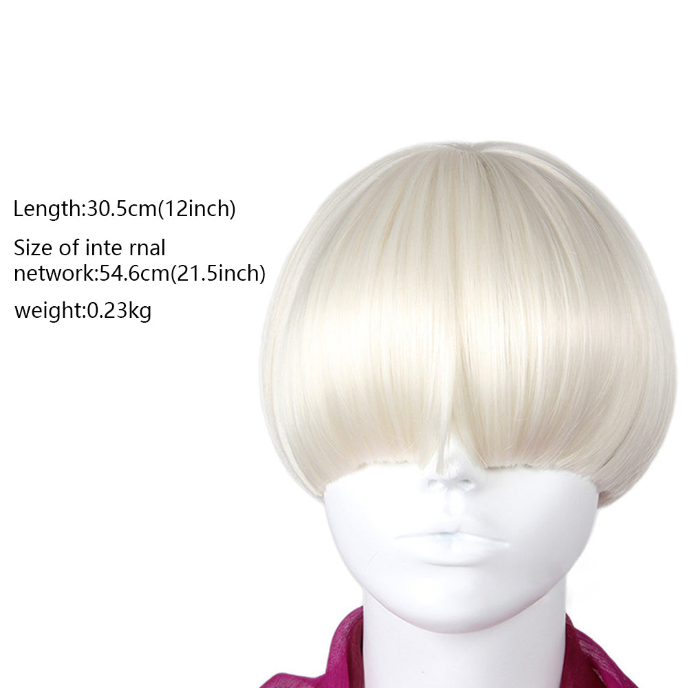 White/Green 21'' BOBO Wig For Mannequin Use Only,Handmade Short Wigs with Cover Shelf,Short Hair for Window Manikin Head Decorate,Green De-Liang Dress Forms
