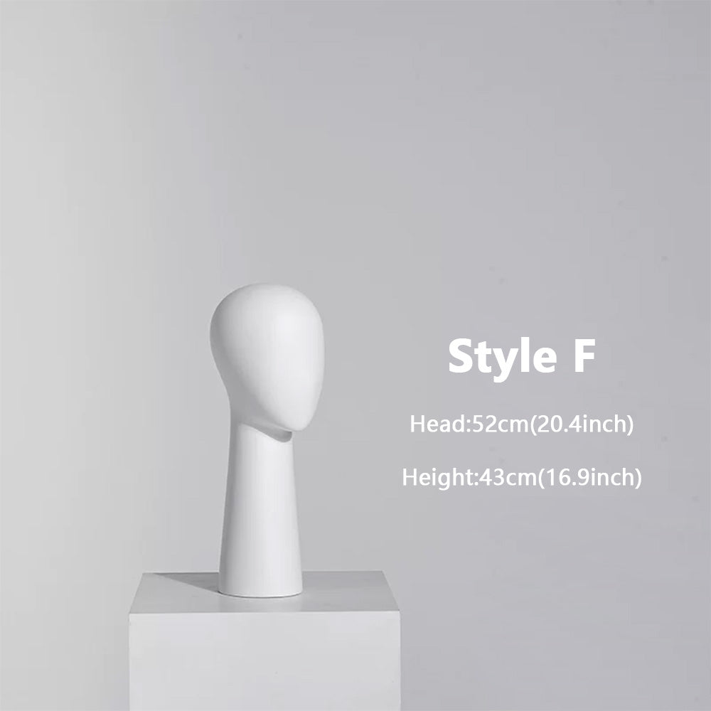 DE-LIANG Long Neck Mannequin Head with Face Features – Fiberglass Hat Wig Scarf Display