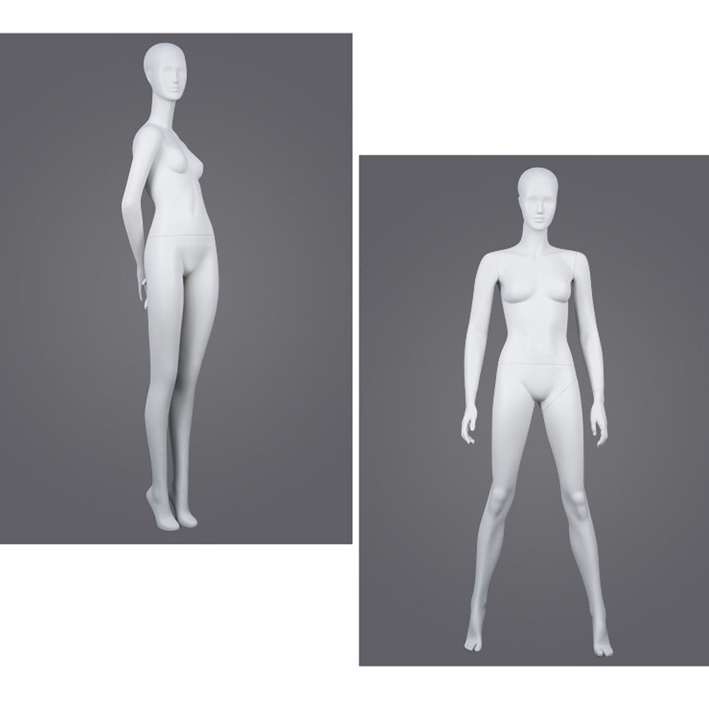DE-LIANG Professional Female Mannequin Full Body Dress Form Display - Realistic Poseable Fashion Model Stand for Clothing Store Boutique Window Display - White Matte Finish Retail Merchandising Dummy