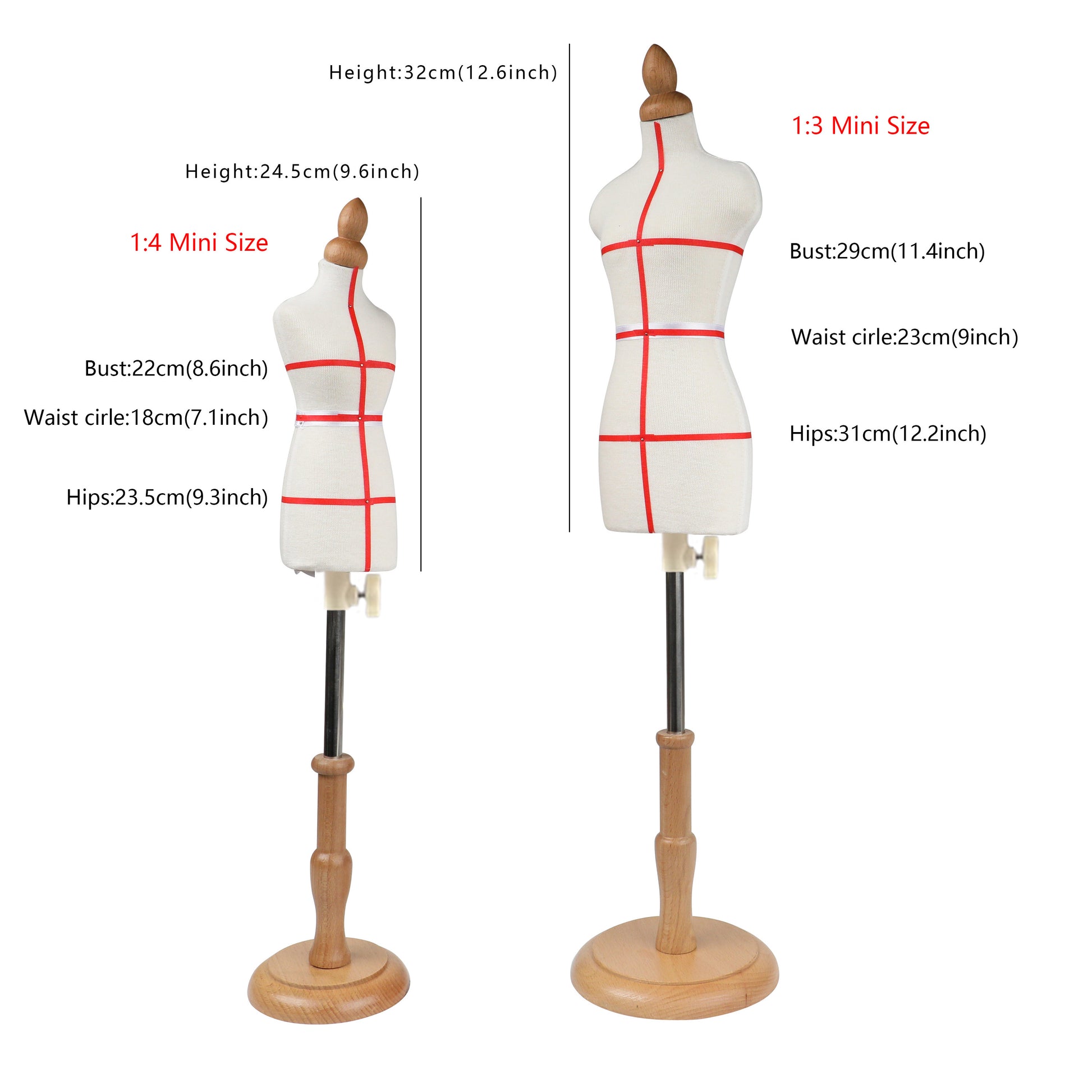 DE-LIANG Female Dressform, MINI 1/4 1/3 1/2 XS size Professional Tailor Form, Full Pinnable half scale 1:2 foam dressmaker, Flexible Sewing Dress Form DE-LIANG