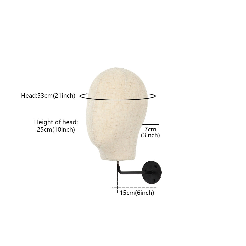 White Linen Suede Wall Mounted Female Mannequin Head,Mannequin Hat Holder,Model Fabric Head for Hats Display Wigs Display Crowns Display DE-LIANG