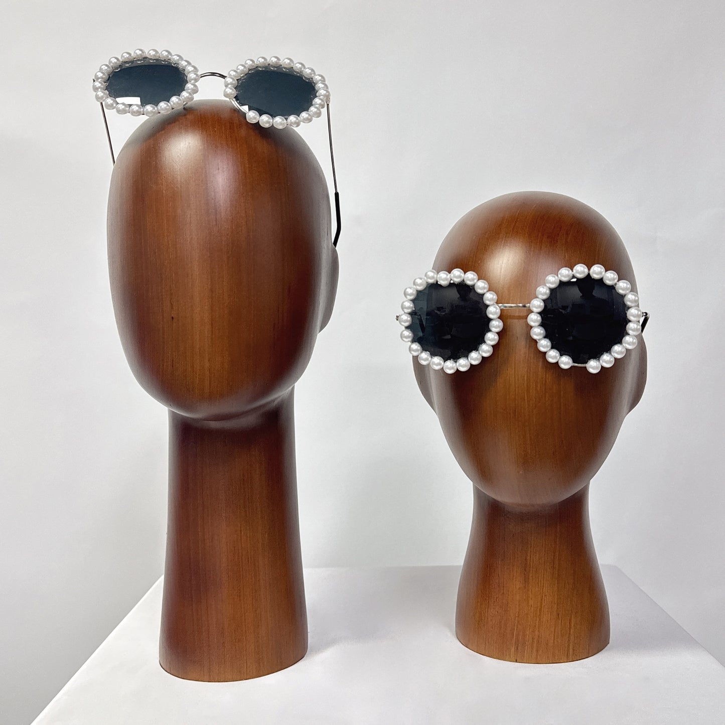 Solid wood mannequin head with ears for hat and sunglass display