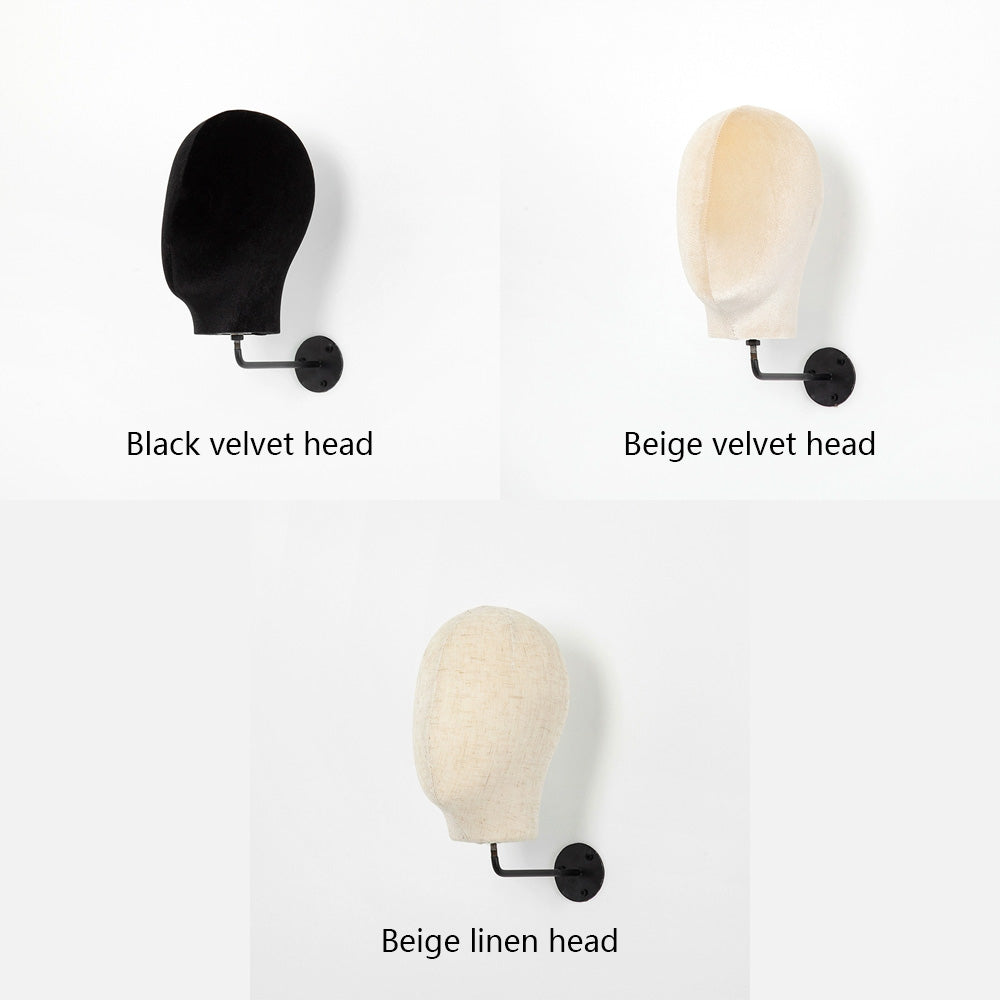 White Linen Suede Wall Mounted Female Mannequin Head,Mannequin Hat Holder,Model Fabric Head for Hats Display Wigs Display Crowns Display DE-LIANG