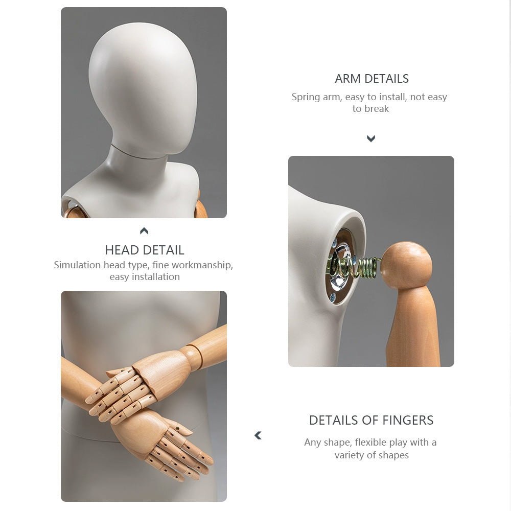 DE-LIANG Luxury Child Mannequin with Flexible Wooden Arms,Sandy Mud Color Child Stand/Sitting Full Body Dress Form Model for Clothes Display De-Liang Dress Forms