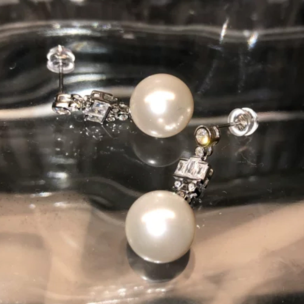 Silver Handmade Pearl earrings,Fresh Water Pearl Earrings, Hoop Pearl Earrings, Bridesmaid Gifts , Anniversary Gift, Wedding jewelry, Pearl Jewelry DE-LIANG