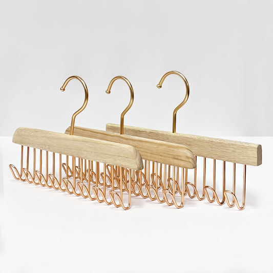 Multi-Functional Camphor Wood Hanger with Hooks /Clips for Ties, Scarves Lingerie Shorts Skirts Wedding Dress laser craft logo customization