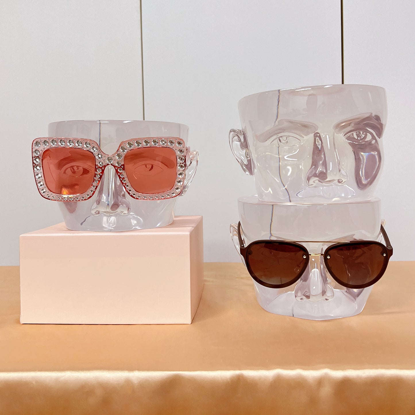 DE-LIANG Creative Transparency Dummy Mannequin Head ,Fiberglass Resin Head Mannequin,Dress Form Decorative Stand Display,Wig,Hat Holder Prop DE-LIANG