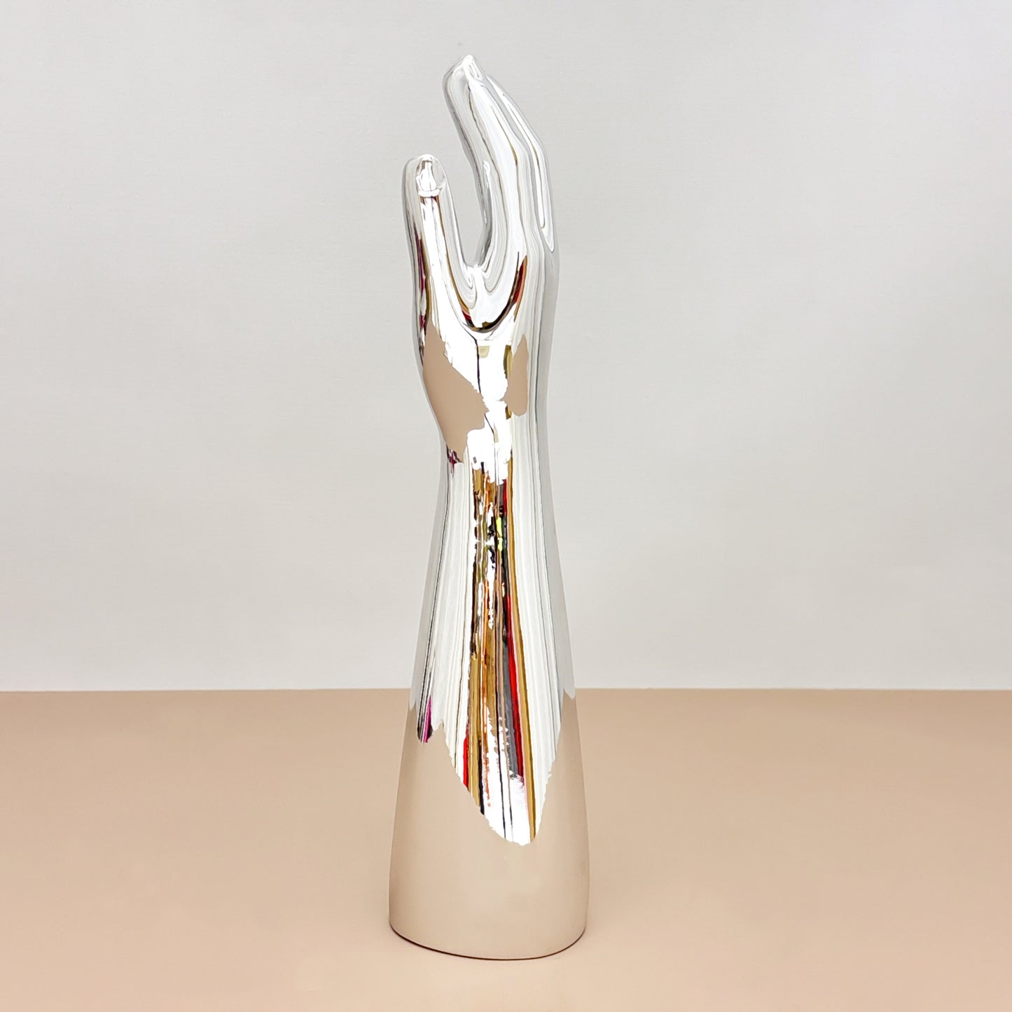 DE-LIANG Female Male Mannquin Hand, Wrist Brace Hands Mannequin, Elbow Wrist Protection Jewelry Display Stand, JewelryRose Gold&Chrome Silver*1pcs