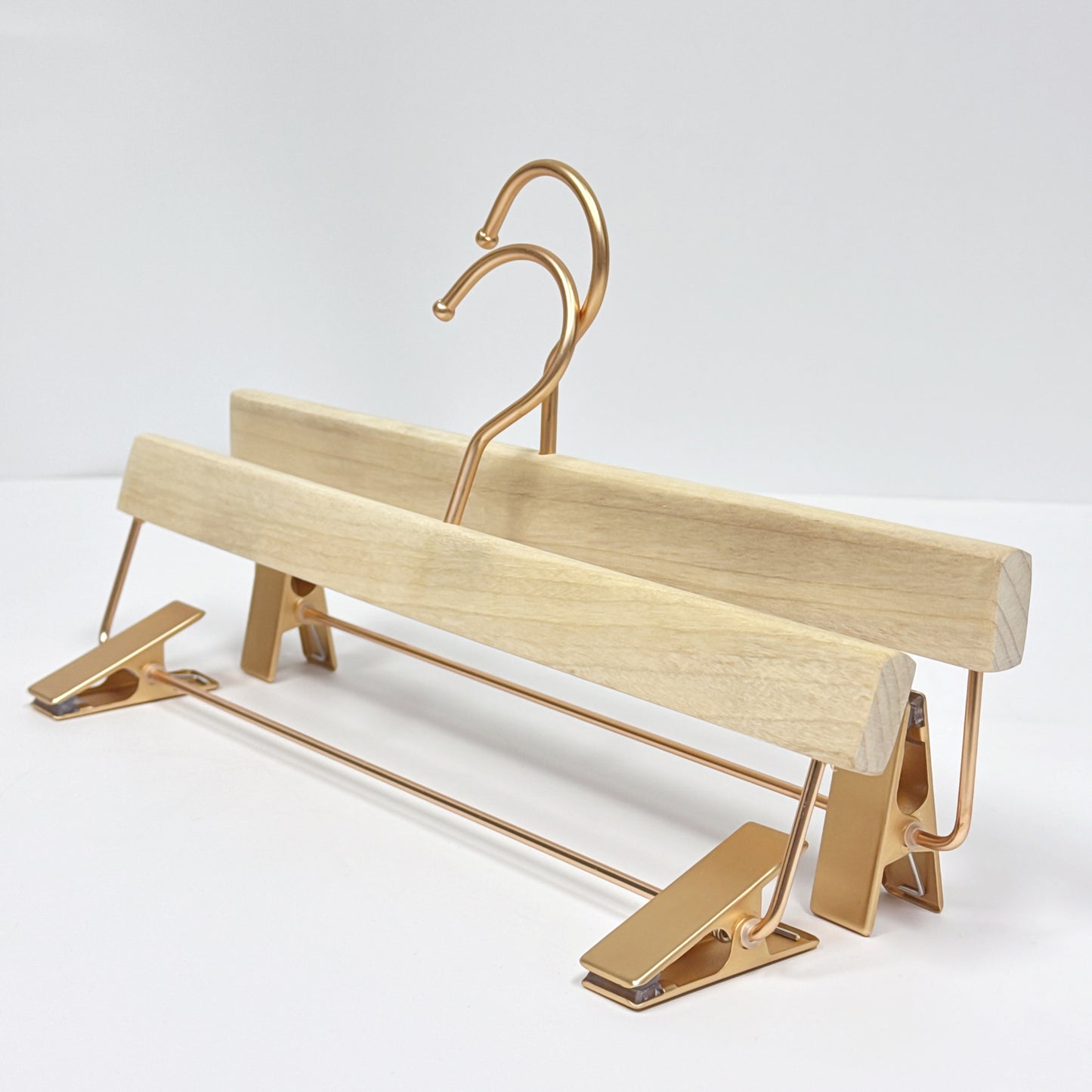 Multi-Functional Camphor Wood Hanger with Hooks /Clips for Ties, Scarves Lingerie Shorts Skirts Wedding Dress laser craft logo customization