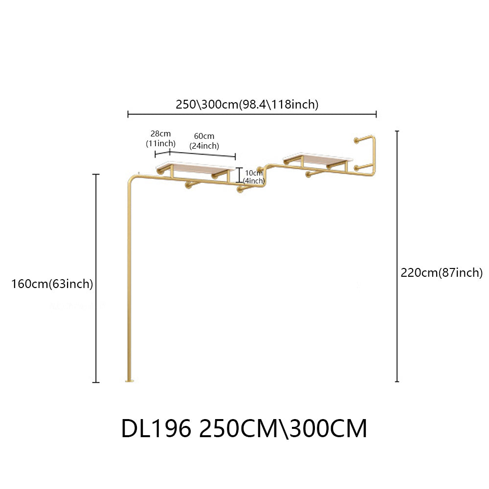 DE-LIANG Clothing Display Rack, Luxury Golden Color Hanging Hanger,Floor-Style High-Grade Shelf for Clothes Boutique DL196 250CM/300CM,DL195 200/250CM DE-LIANG