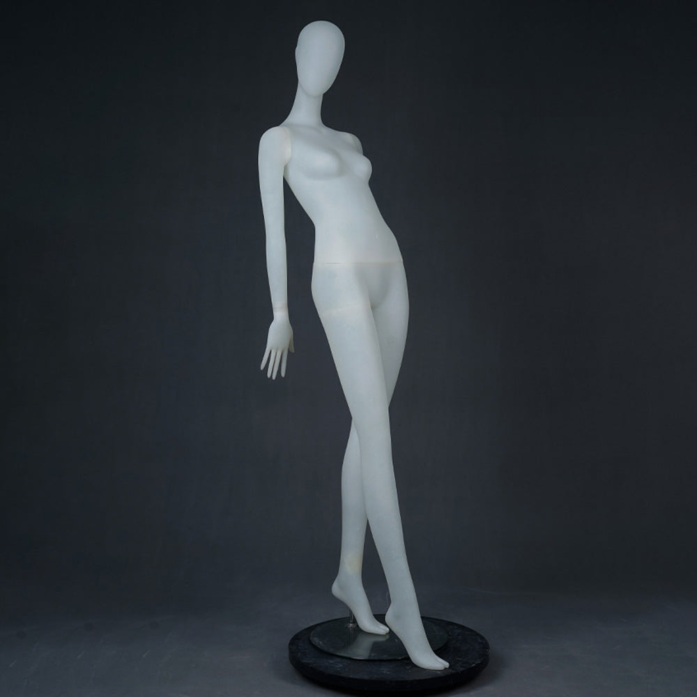 DE-LIANG Frosted Translucent Female Full Body Mannequins – Minimalist Abstract Window Display Model, Boutique Clothing Store Fashion Dress Form
