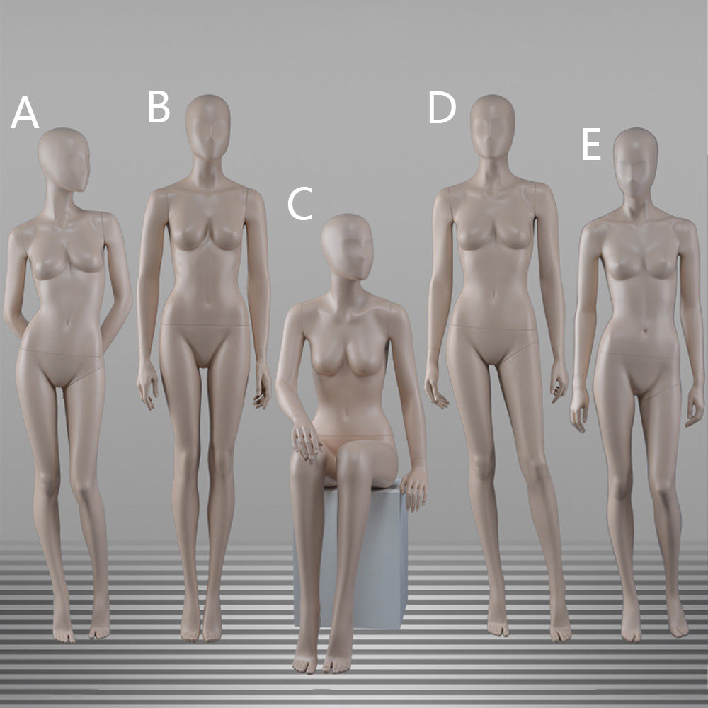 DE-LIANG Female Mannequin Full Body Display,Professional Dress Form for Clothing Store Window Display,Beige Gray Finish Retail Mannequins Torso