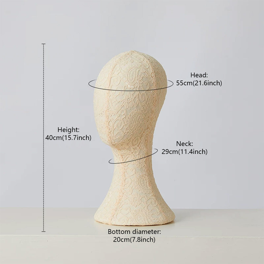 DE-LIANG Pinnable Lace Mannequin Head Display Stand for Hats Wigs Scarves & Jewelry