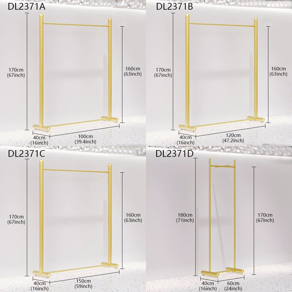 DE-LIANG Floor Clothing Display Rack Creative High-End Golden Big Tube Hanger Combination Women's Clothing Store Clothing Display Stand DL2371