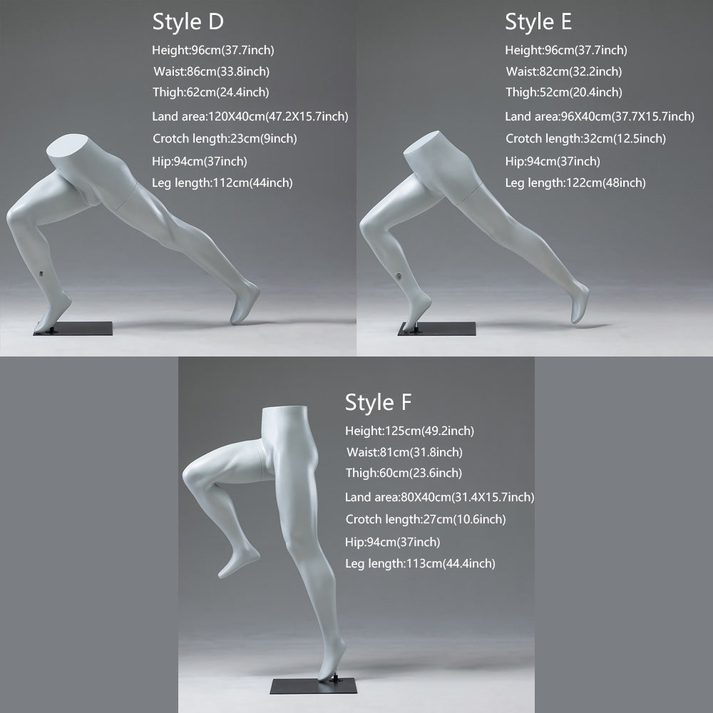 DE-LIANG Running Sport Leg Mannequin Display – Dynamic Half Body Male & Female Lower Torso, Fiberglass Athletic Pants Display Form for Sportswear, Shoes, and Fitness Store Window