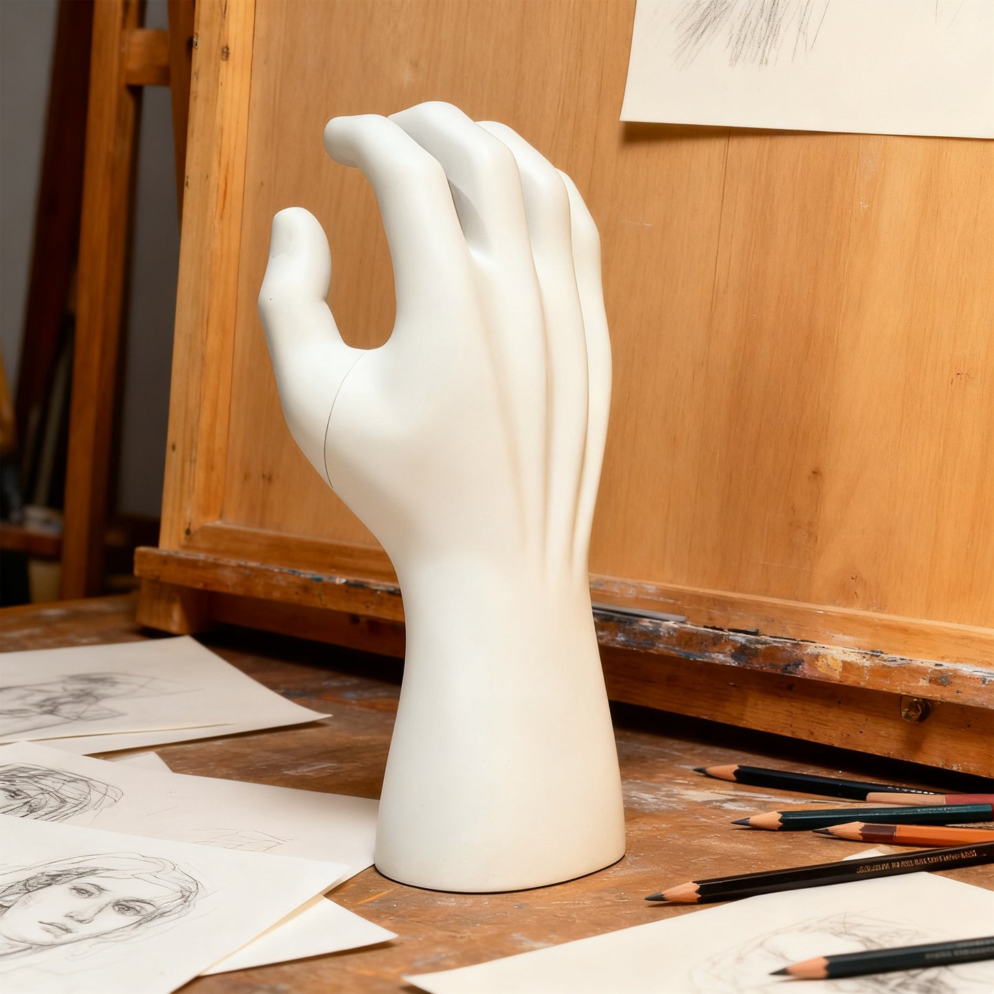 DE-LIANG Matte White Male Fiberglass Hand Display Stand: Jewelry /Watch Display; Sports Gloves and Wristbands Display.
