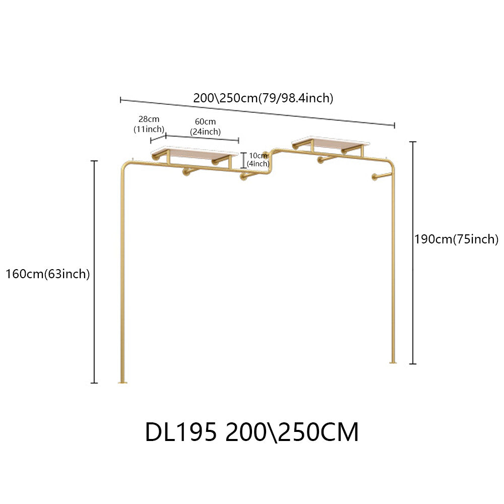 DE-LIANG Clothing Display Rack, Luxury Golden Color Hanging Hanger,Floor-Style High-Grade Shelf for Clothes Boutique DL196 250CM/300CM,DL195 200/250CM DE-LIANG