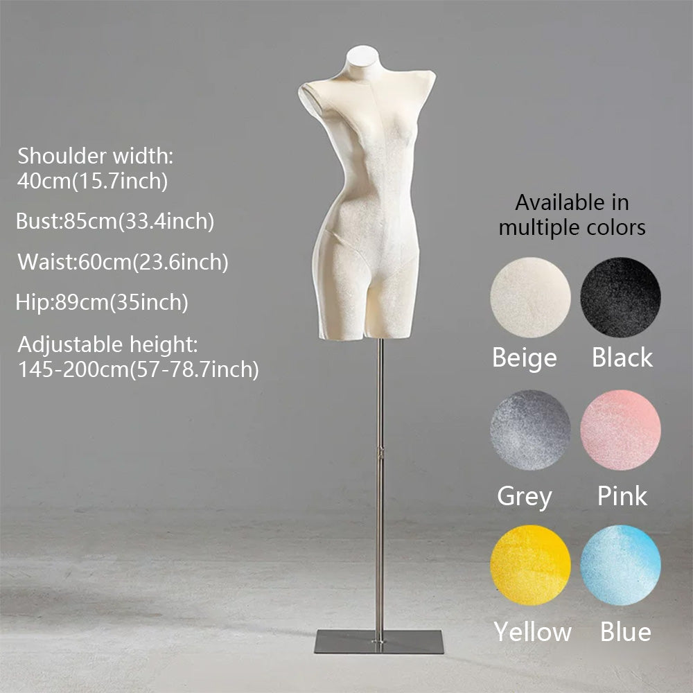 DE-LIANG Velvet Female Mannequin Torso | Lingerie Bra Underwear Display Form