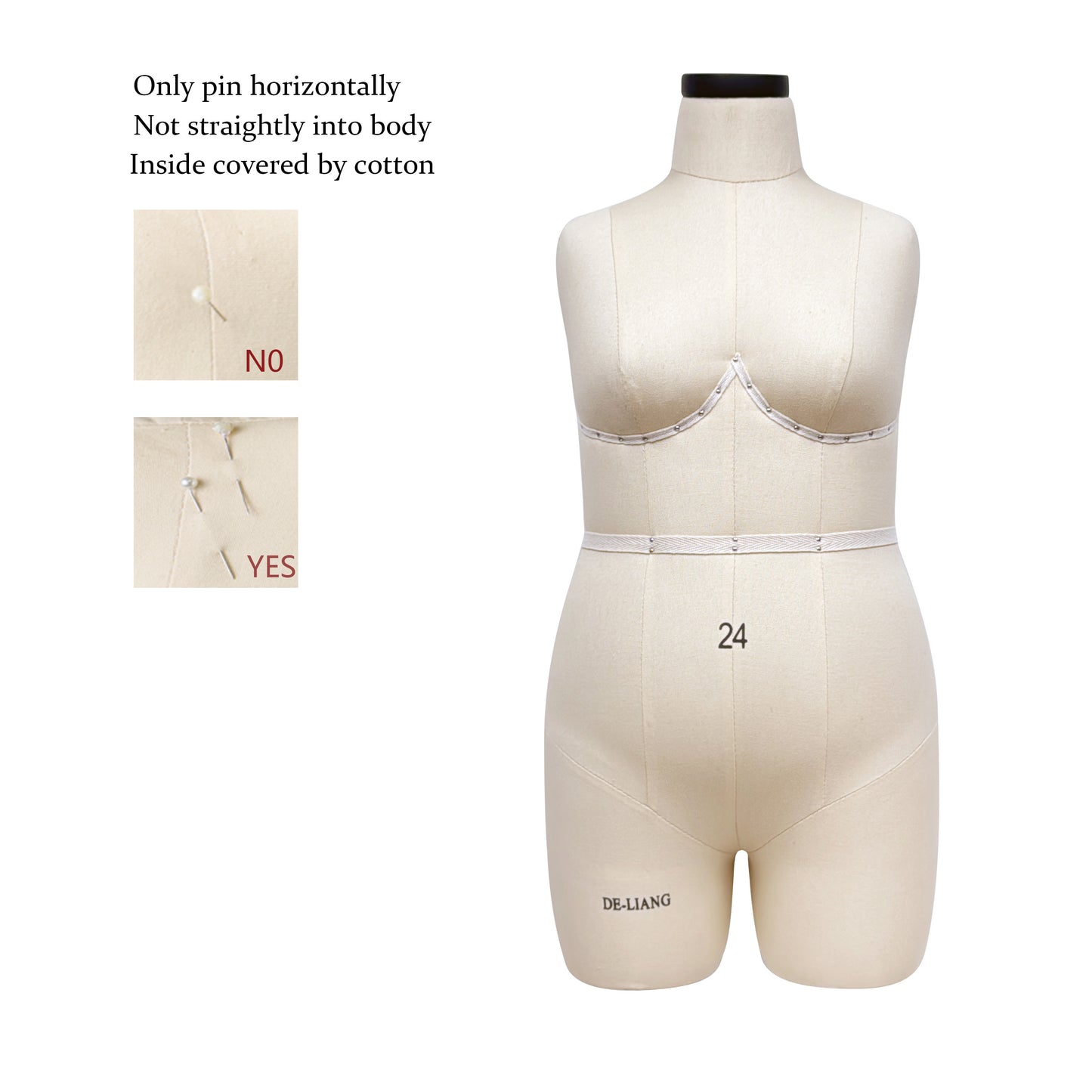 DE-LIANG Half Scale Dress Form,Miniature Sewing Half Size Mannequin,Woman 1:2 Mini Dressmaker Dummy, Female Half Size Tailor Mannequin for Pattern Draping, 1 pcs, Size 24(NOT ADULT FULL SIZE)