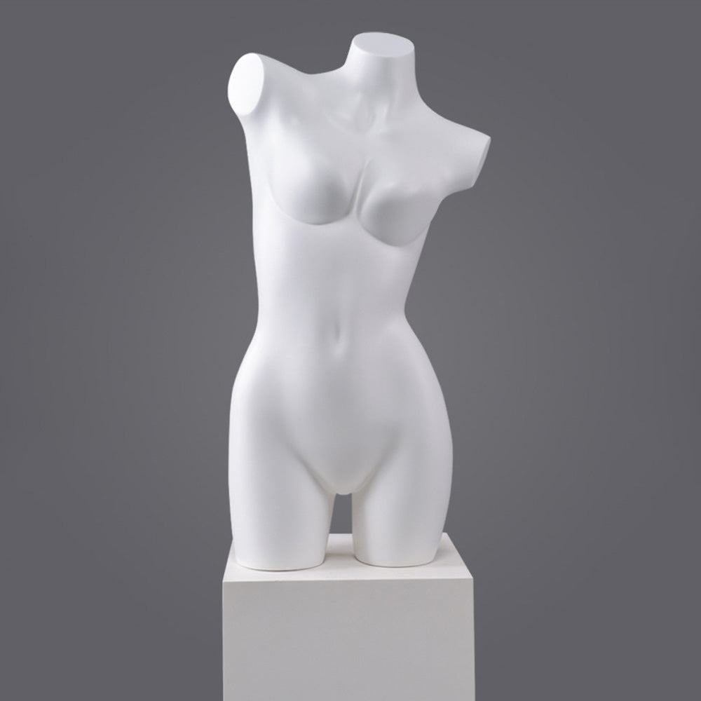 DE-LIANG Female Torso Mannequin Display Set,Half Body Dress Form Collection,White & Gold Finish Retail Display Forms for Clothing Store