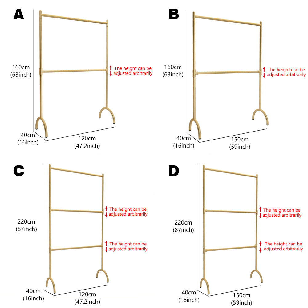 Standard Double Layers Poles Clothing Hanger, Children Kids Adult Floor Clothes Hanger Display Shelves Hanger Rack , Stainless Steel Gold - De-Liang Dress Forms