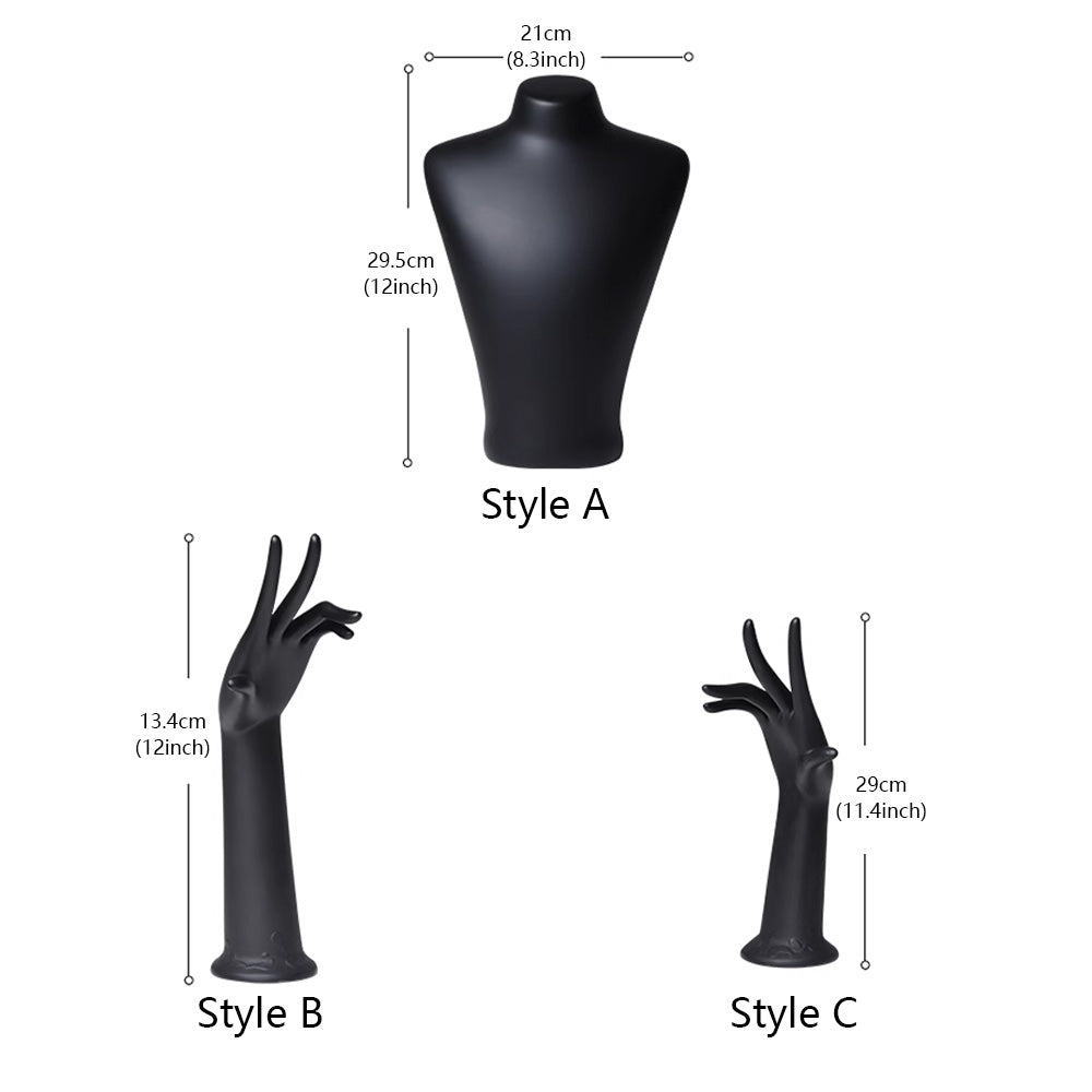 DE-LIANG - Expositor de joyas negro: soporte para busto y joyero, ideal para collares, anillos y accesorios, ideal para exhibiciones en el hogar, tiendas y ferias comerciales.