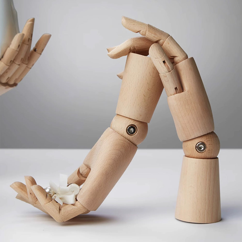 Wooden Hand Mannequin,Multifunction Female Hand for bag jewelry sunglasses necklace hat Wig display, Raw Beech Wood Color with/without Base DL2420 DE-LIANG