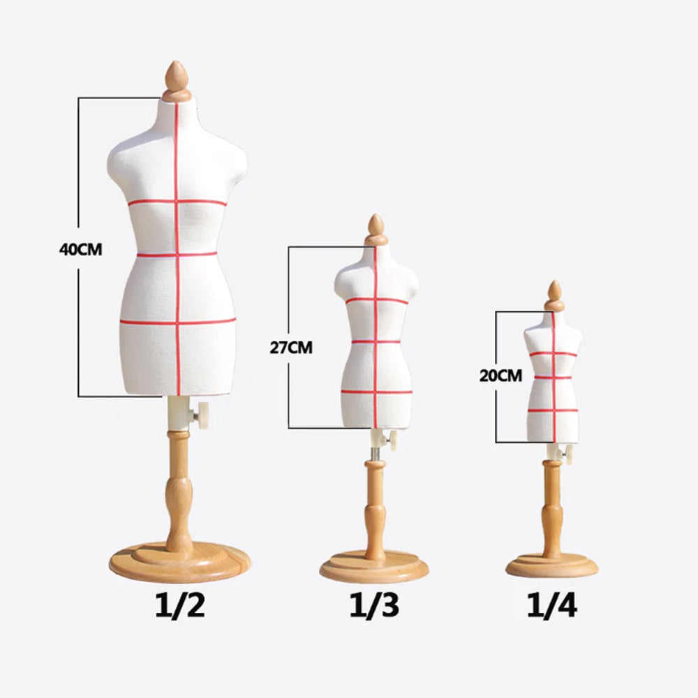 DE-LIANG Female Dressform, MINI 1/4 1/3 1/2 XS size Professional Tailor Form, Full Pinnable half scale 1:2 foam dressmaker, Flexible Sewing Dress Form DE-LIANG